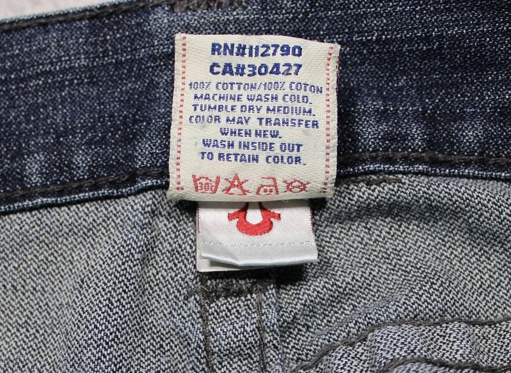 True Religion Billy Big T Jeans Mens 36 Bootcut Blue Whiskered Made USA